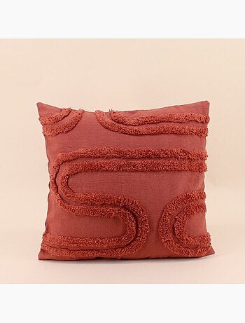 Coussin terracotta en relief 40x40cm