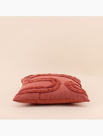 Coussin terracotta en relief 40x40cm