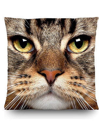 Coussin tête de chat - 45 cm x 45 cm