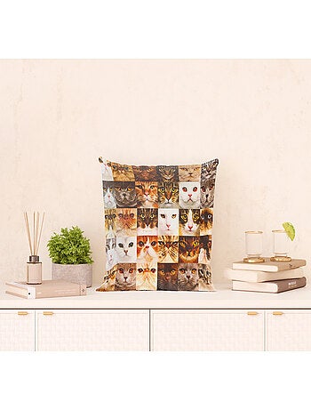 Coussin tête de chat - 45 cm x 45 cm
