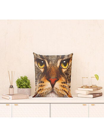Coussin tête de chat - 45 cm x 45 cm
