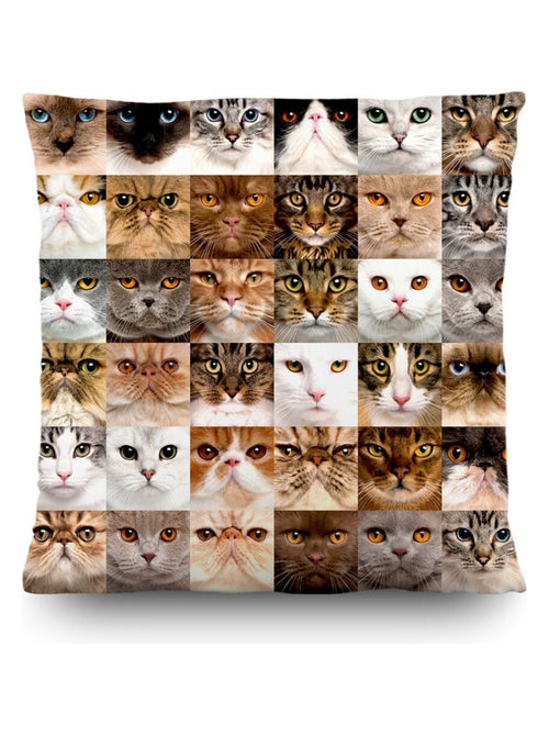 Coussin tête de chat - 45 cm x 45 cm - Kiabi