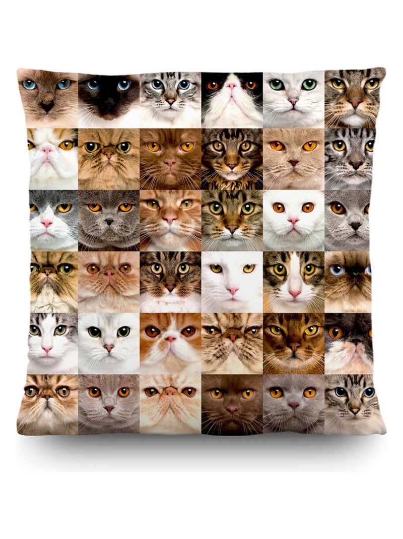 Coussin tête de chat - 45 cm x 45 cm Multicolore - Kiabi