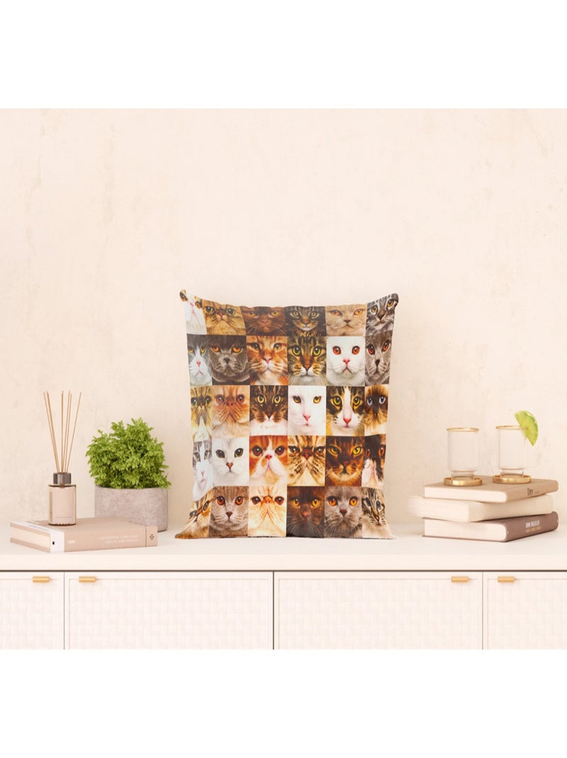 Coussin tête de chat - 45 cm x 45 cm Multicolore - Kiabi