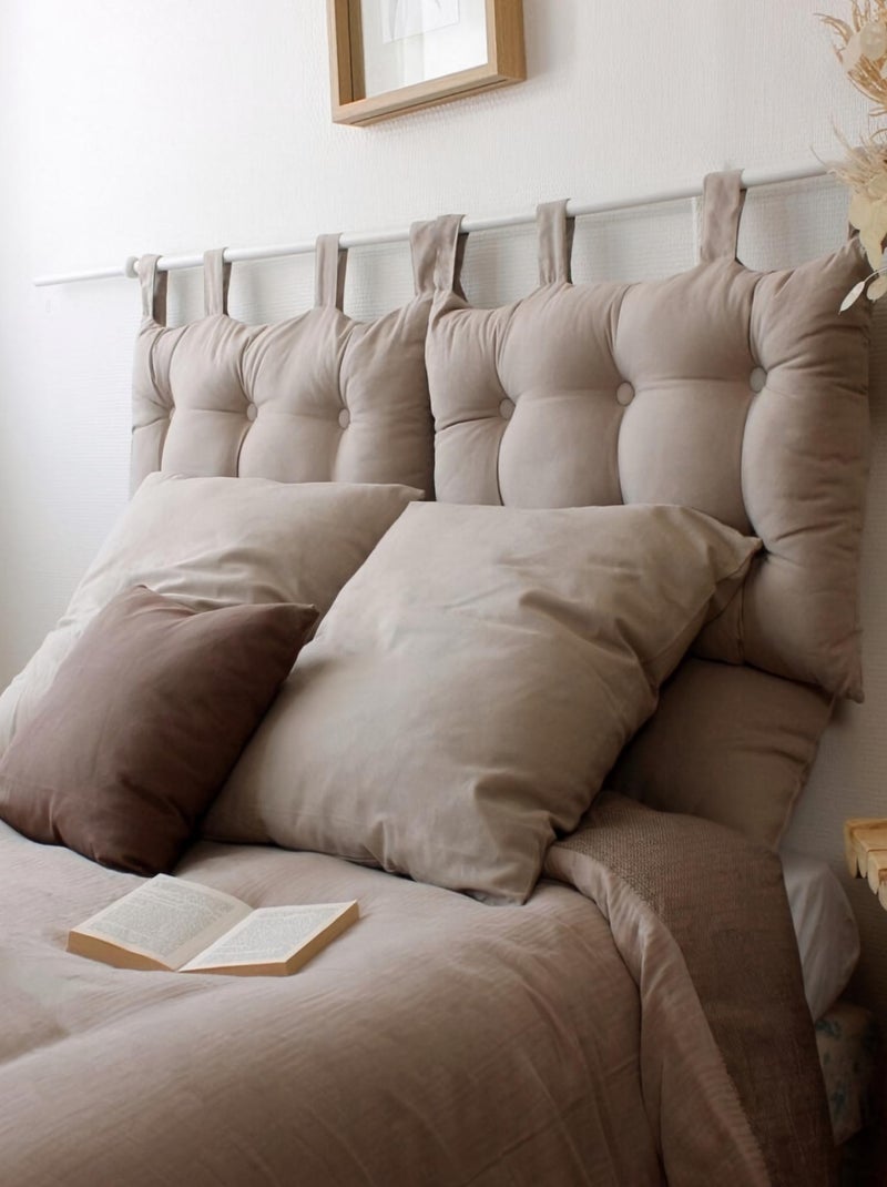 Coussin tête de lit en coton et pattes boutonnées Beige - Kiabi