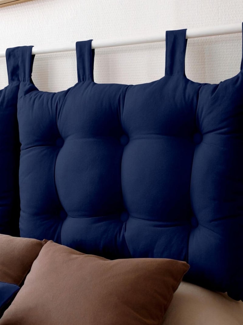 Coussin tête de lit en coton et pattes boutonnées Bleu marine - Kiabi