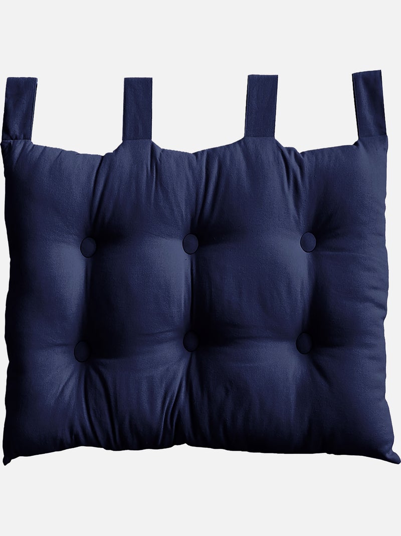 Coussin tête de lit en coton et pattes boutonnées Bleu marine - Kiabi