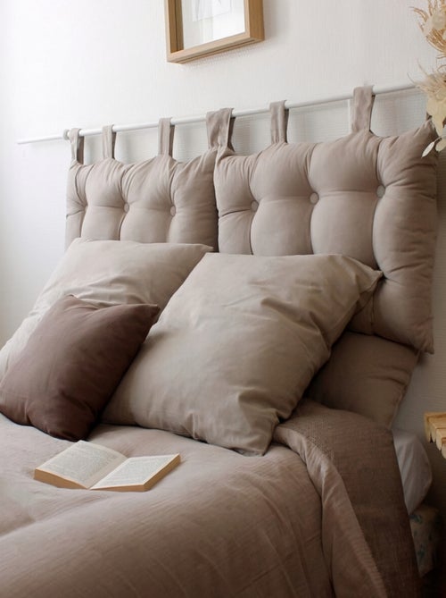 Coussin tête de lit en coton et pattes boutonnées - Kiabi