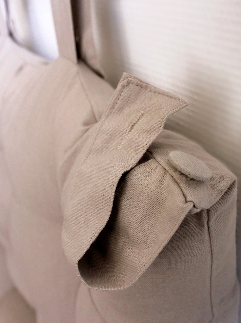 Coussin tête de lit en coton et pattes boutonnées Bois naturel - Kiabi