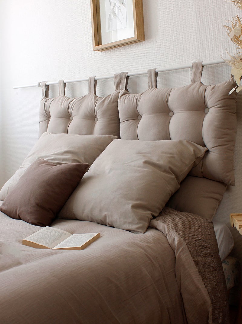 Coussin tête de lit en coton et pattes boutonnées Bois naturel - Kiabi