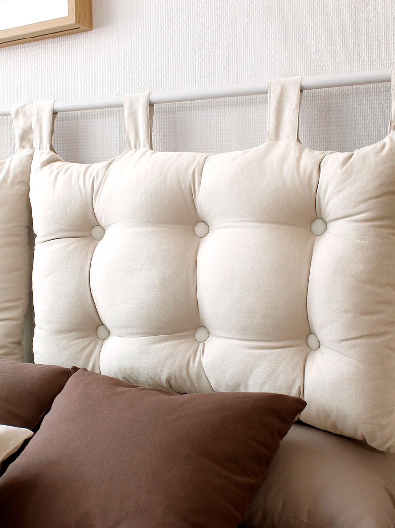 Coussin tête de lit en coton et pattes boutonnées Ecru - Kiabi