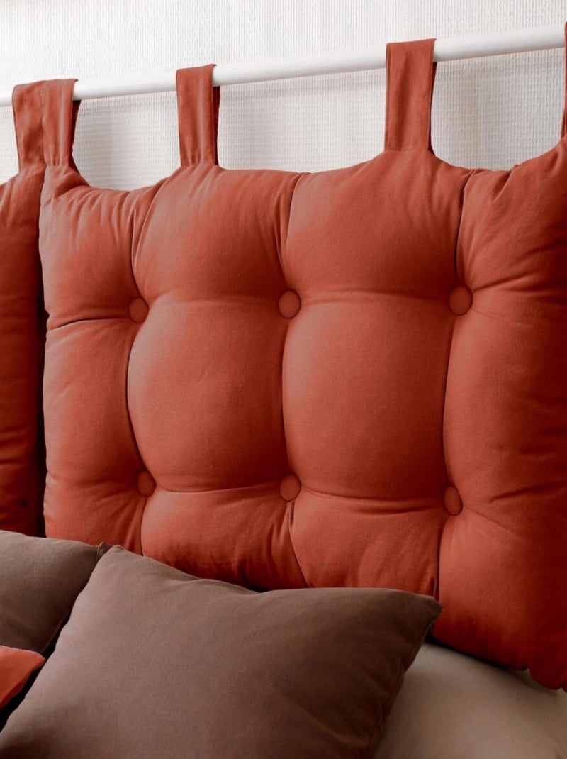 Coussin tête de lit en coton et pattes boutonnées Orange - Kiabi