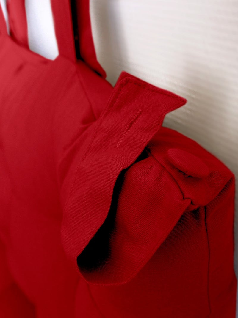 Coussin tête de lit en coton et pattes boutonnées Rouge - Kiabi