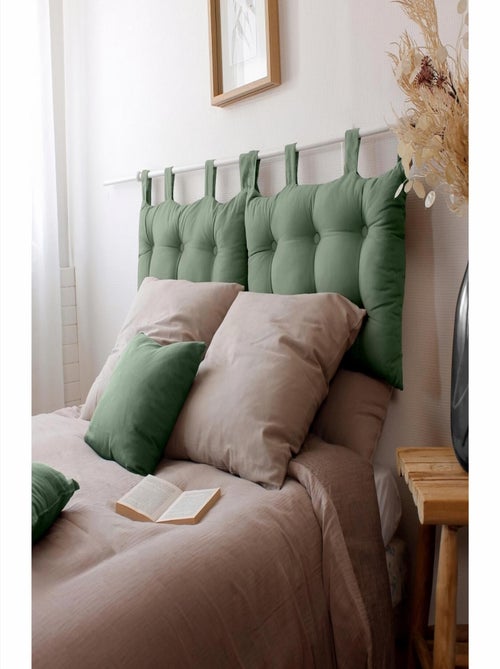 Coussin tête de lit en coton et pattes boutonnées - Kiabi
