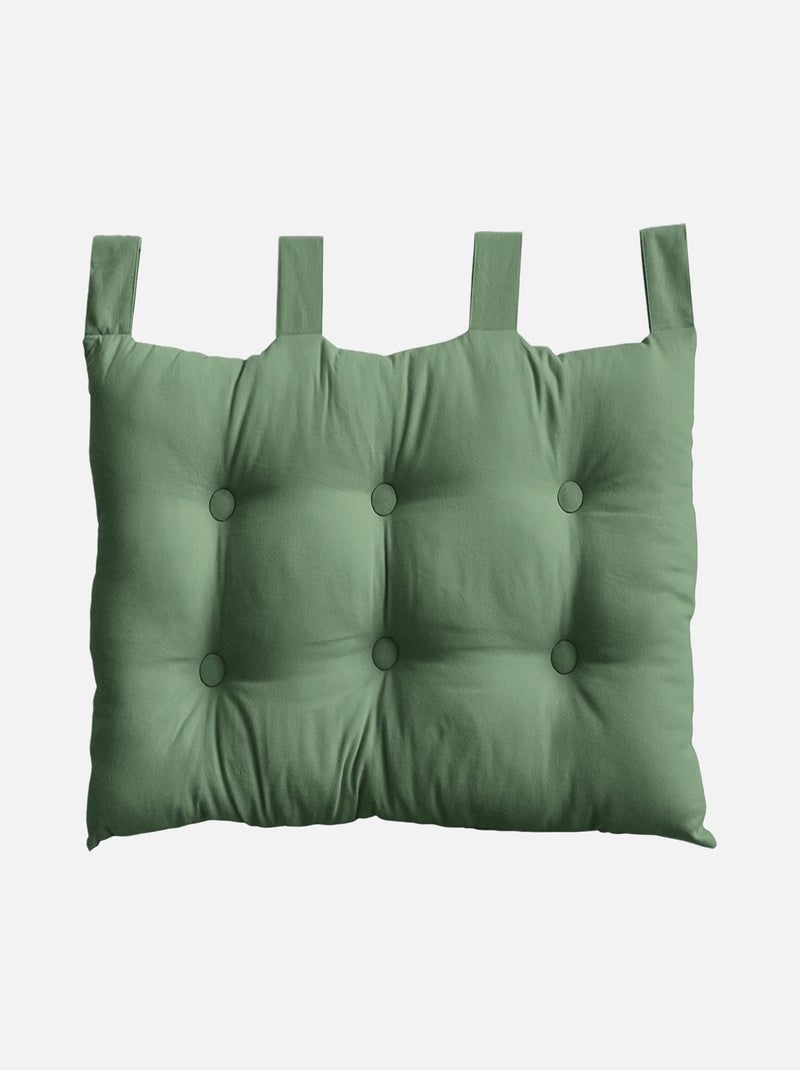 Coussin tête de lit en coton et pattes boutonnées Vert - Kiabi