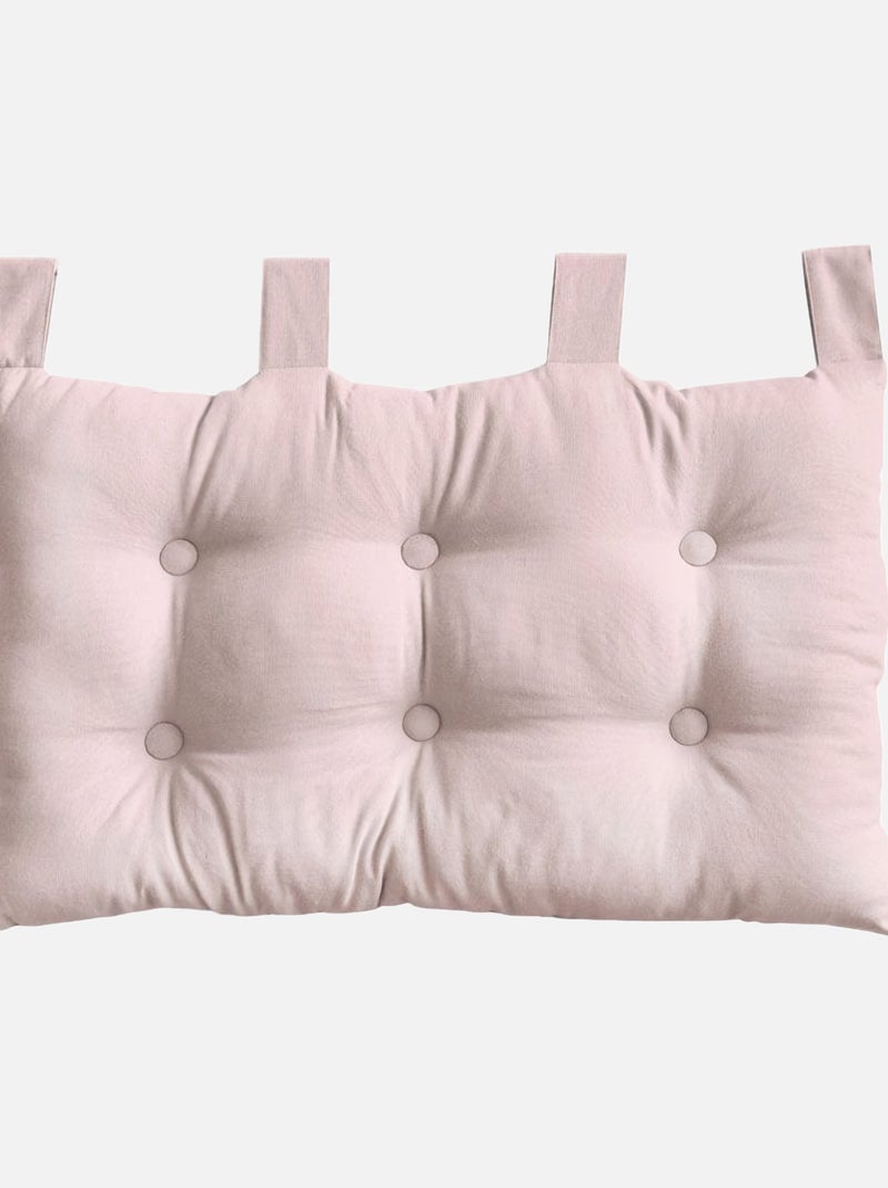 Coussin tête de lit en coton et pattes boutonnées Vieux rose - Kiabi