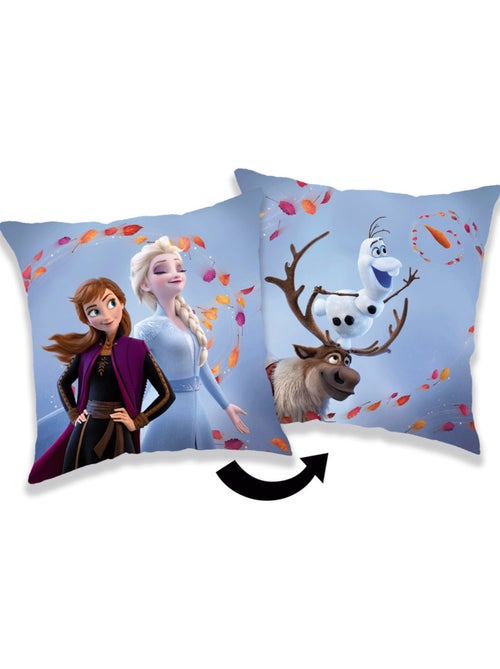Coussin tête décoratif 'La Reine des Neiges' 40 x 40 cm – recto/verso polaire - Kiabi