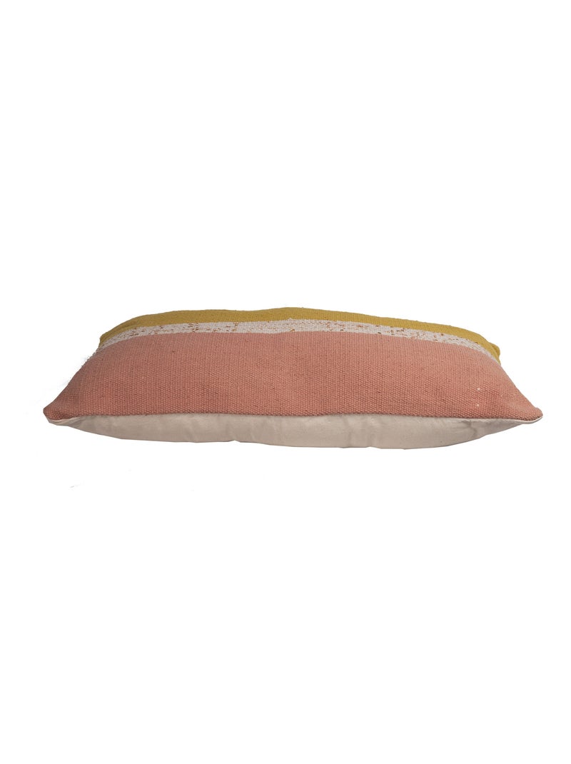 Coussin tissé canvas GOLD 40x65 cm Blanc/Jaune/Rose - Kiabi