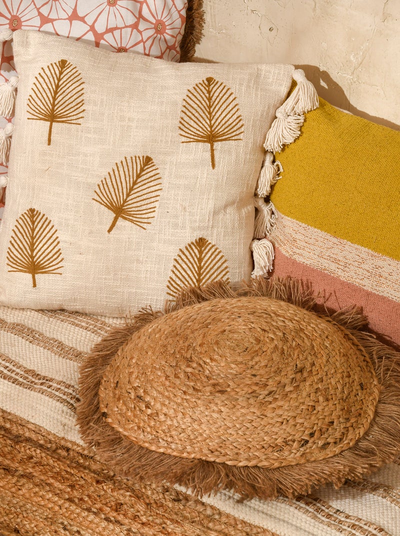 Coussin tissé canvas GOLD 40x65 cm Blanc/Jaune/Rose - Kiabi