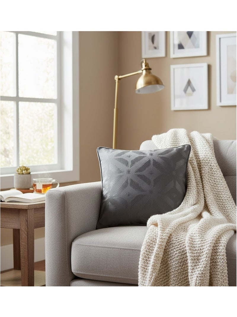 Coussin tisse Jacquard Majestic gris anthracite - Kiabi