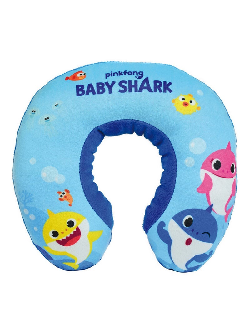 Coussin tour de cou Baby shark en peluche douce de voyage  19cm Bleu - Kiabi