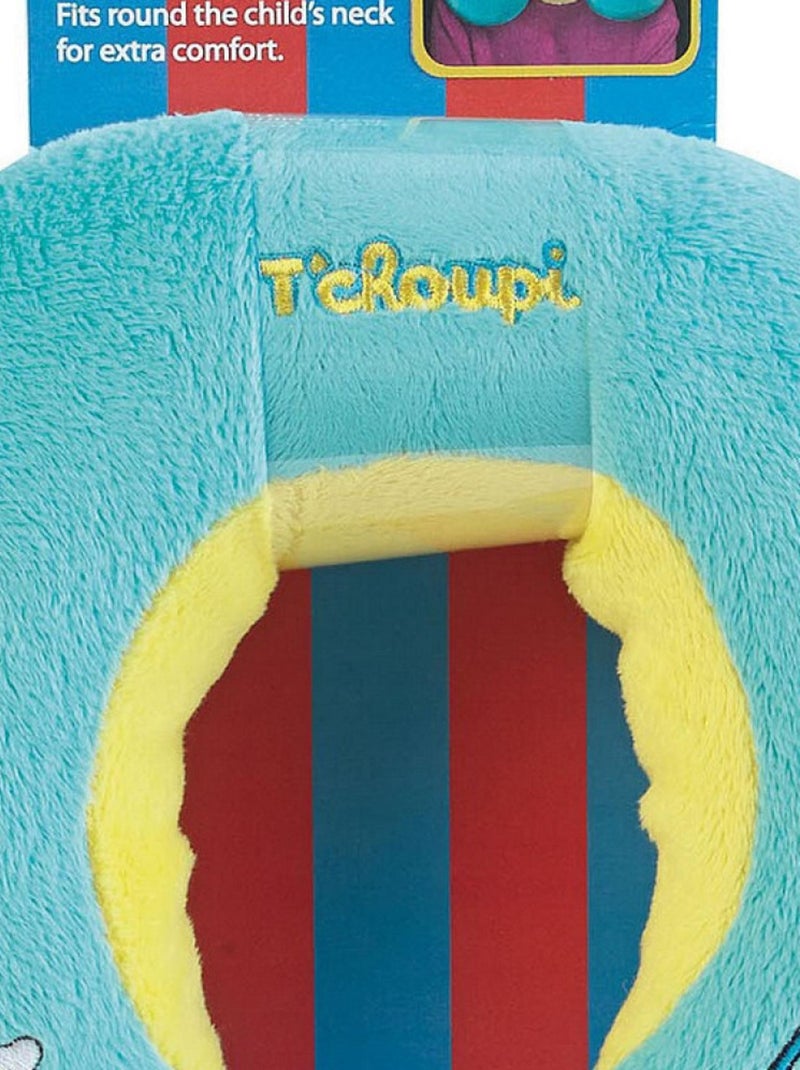 Coussin tour de cou T'choupi en peluche douce de voyage  19cm Bleu - Kiabi