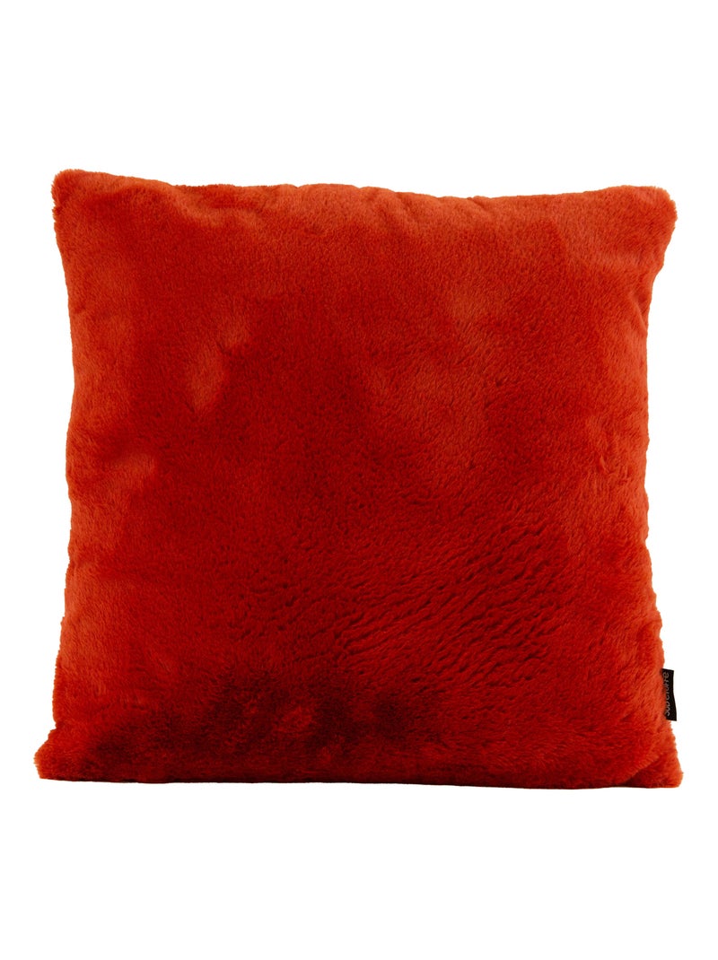 Coussin tout doux  - Effet fourrure Rouge brique - Kiabi