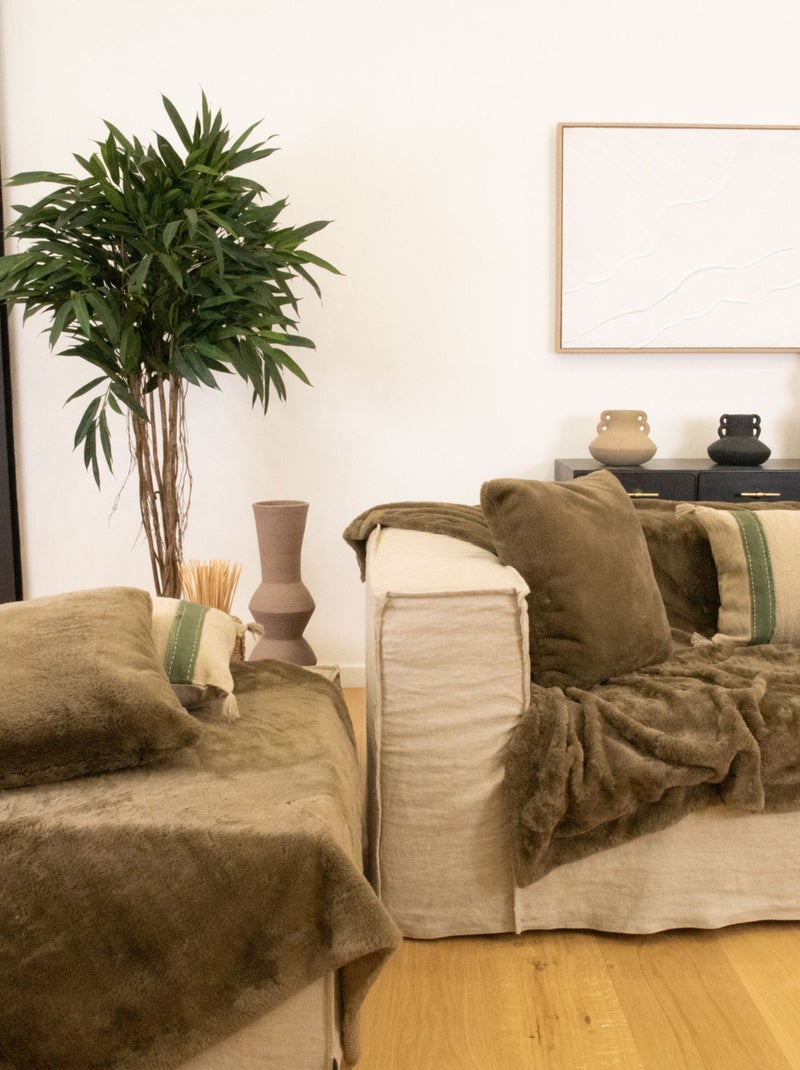 Coussin tout doux imitation fourrure Taupe - Kiabi