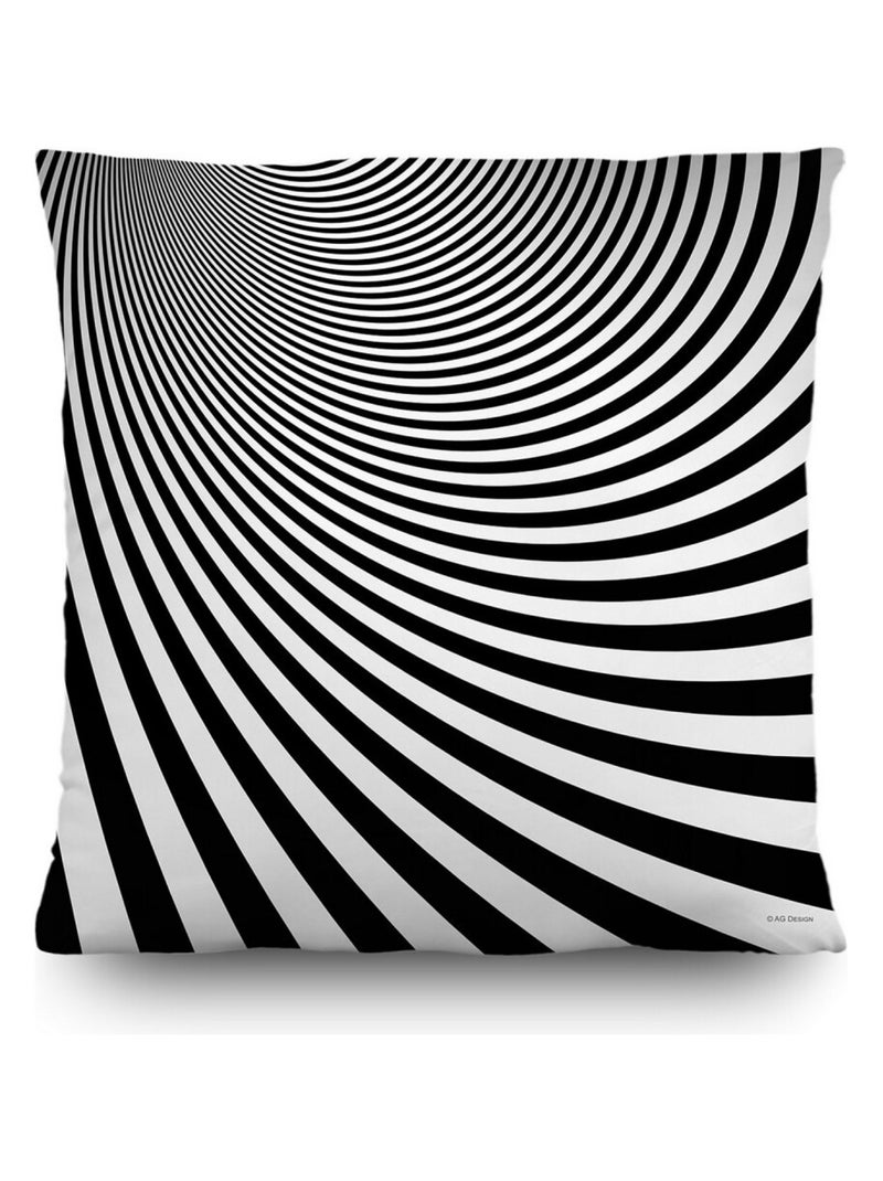 Coussin trait noir et blanc créatif - 45 cm x 45 cm Blanc - Kiabi