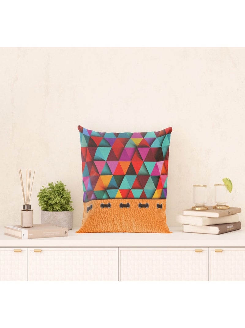 Coussin triangles couleurs - 45 cm x 45 cm Multicolore - Kiabi
