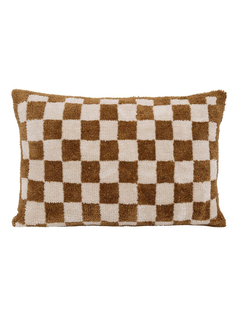 Coussin tufté damier Jaune - Kiabi