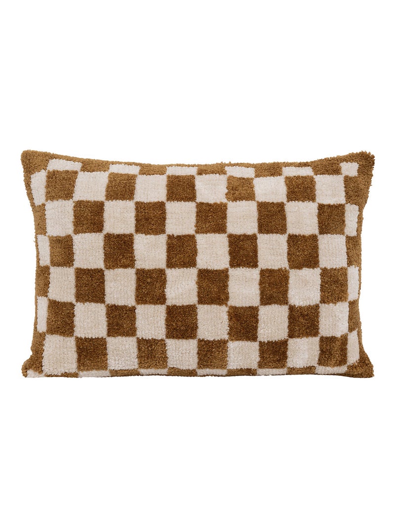 Coussin tufté damier Marron foncé - Kiabi