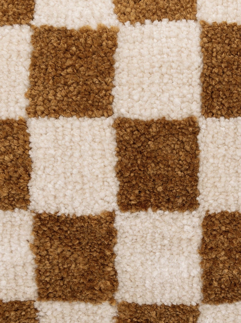 Coussin tufté damier Marron foncé - Kiabi