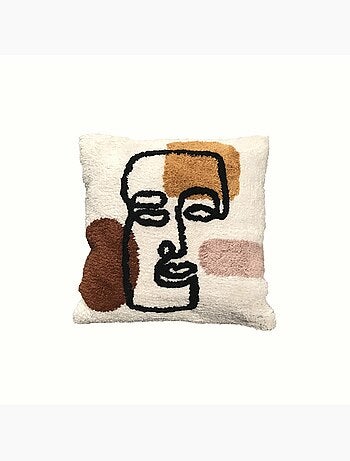 Coussin tufté imprimé graphique coton RETRO MOOD