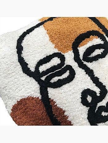 Coussin tufté imprimé graphique coton RETRO MOOD