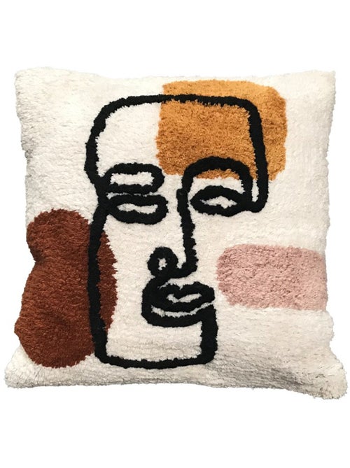 Coussin tufté imprimé graphique coton RETRO MOOD - Kiabi