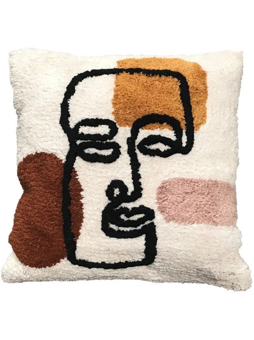 Coussin tufté imprimé graphique coton RETRO MOOD - Kiabi