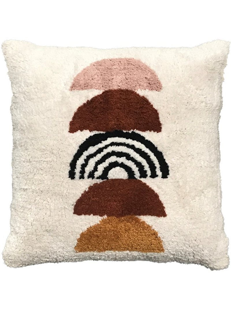 Coussin tufté imprimé graphique coton RETRO MOOD Blanc cassé - Kiabi
