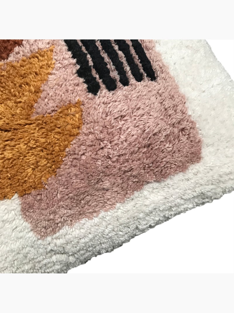 Coussin tufté imprimé graphique coton RETRO MOOD Ecru - Kiabi