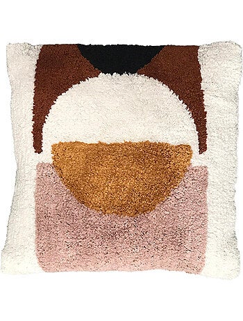 Coussin tufté imprimé graphique coton RETRO MOOD