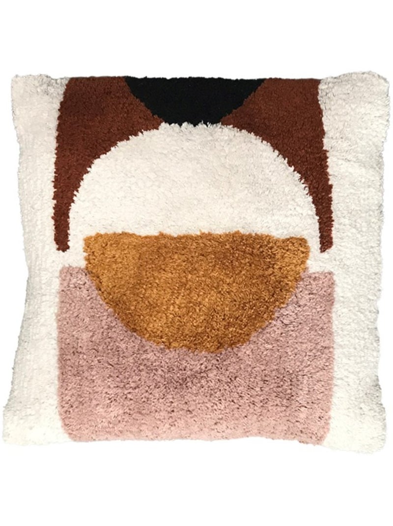 Coussin tufté imprimé graphique coton RETRO MOOD Rose - Kiabi