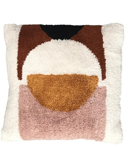 Coussin tufté imprimé graphique coton RETRO MOOD - Kiabi