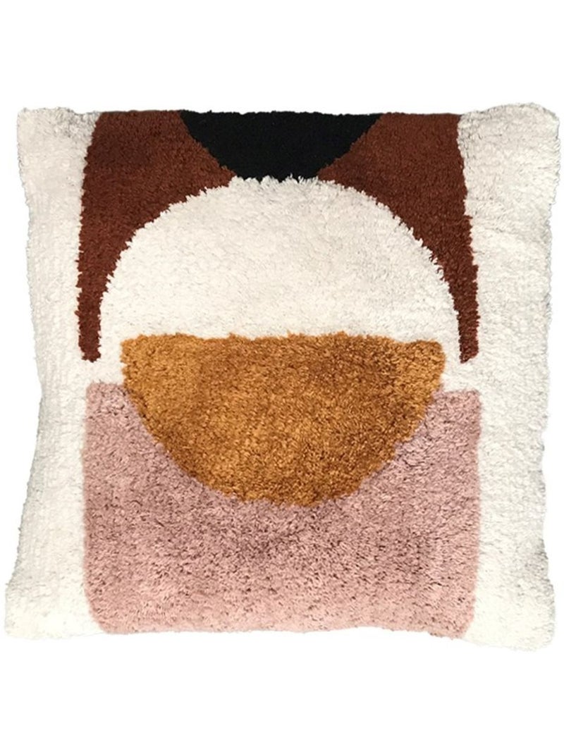 Coussin tufté imprimé graphique coton RETRO MOOD Rose - Kiabi