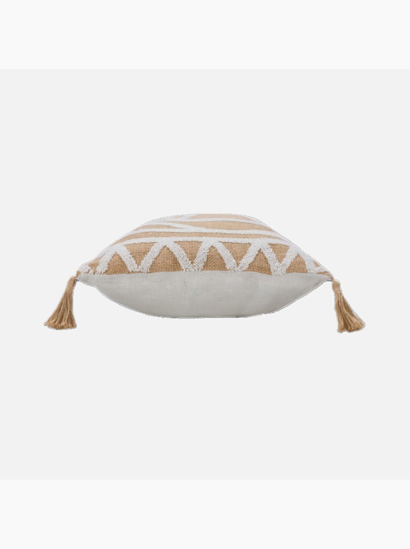 Coussin uni avec jute Beige coquille - Kiabi
