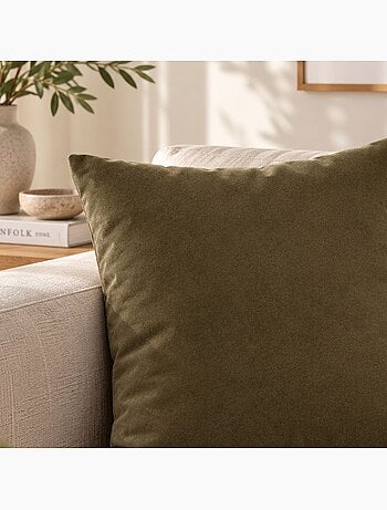 Coussin velours - effet peau de pêche