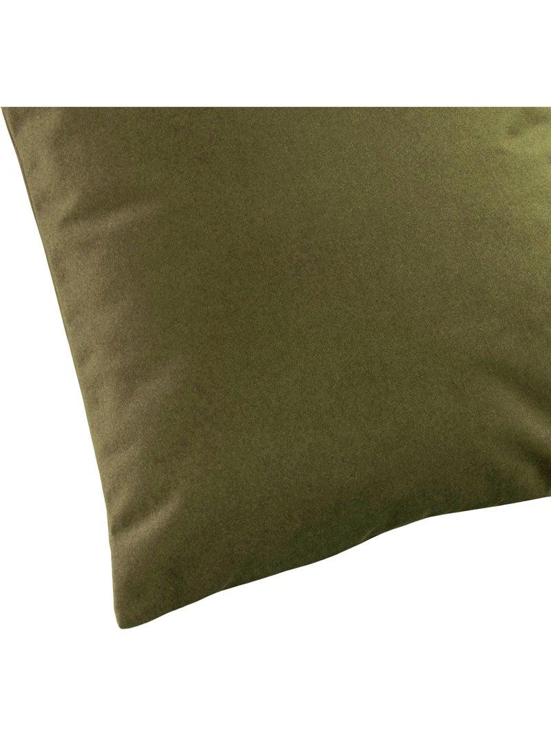 Coussin velours  - Effet peau de pêche Vert olive - Kiabi