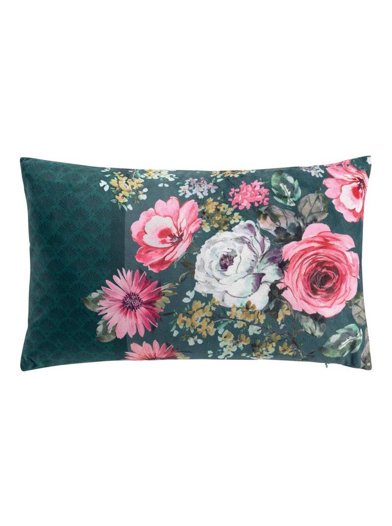 Coussin velours 30x50 Flower Life pétrole Bleu - Kiabi