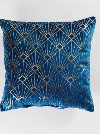 Coussin Velours GraphicGold bleu