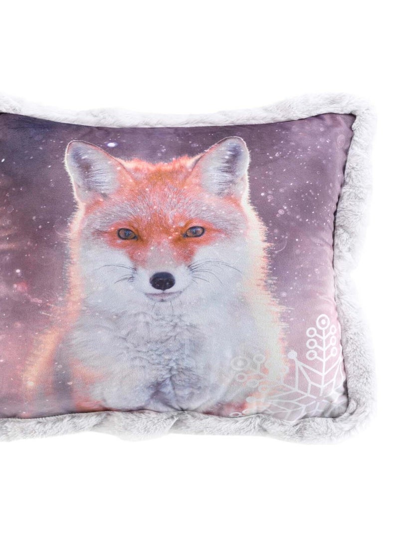 Coussin velours Renard des neiges Rose - Kiabi