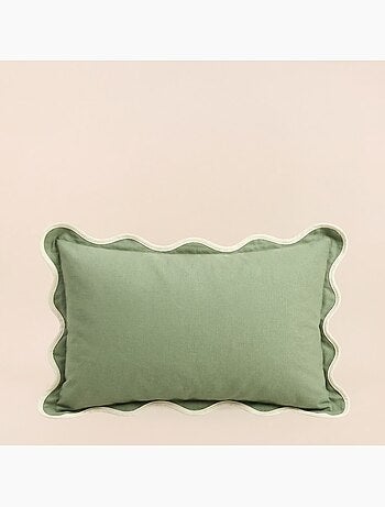 Coussin vintage contour vague vert 40x60cm